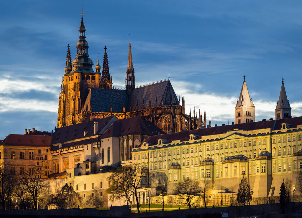 Prague's Castle during sunset, Prague, Czech republic, Europe. Beautiful, one of the biggest occupied castle complex in the world