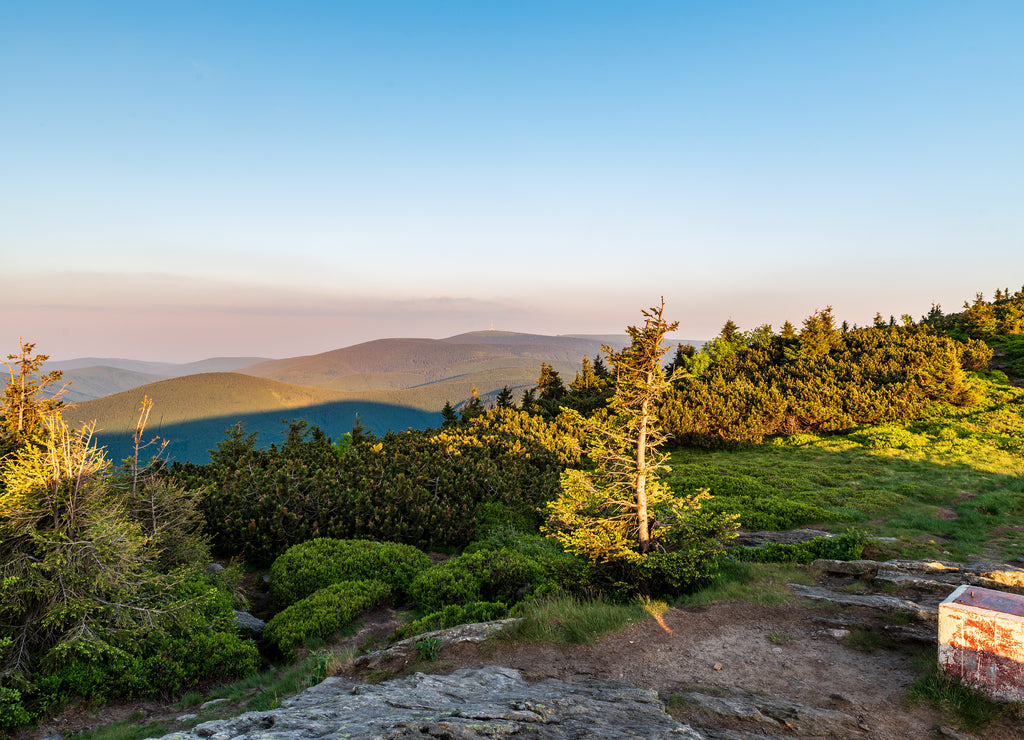 Praded and few other hills from Cervena hora hill in Jeseniky mountains in Czech republic