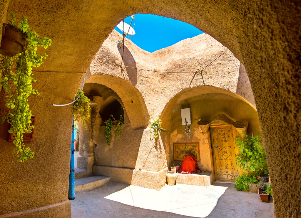 Berber underground dwellings. Troglodyte house. Matmata, Tunisia, North Africa