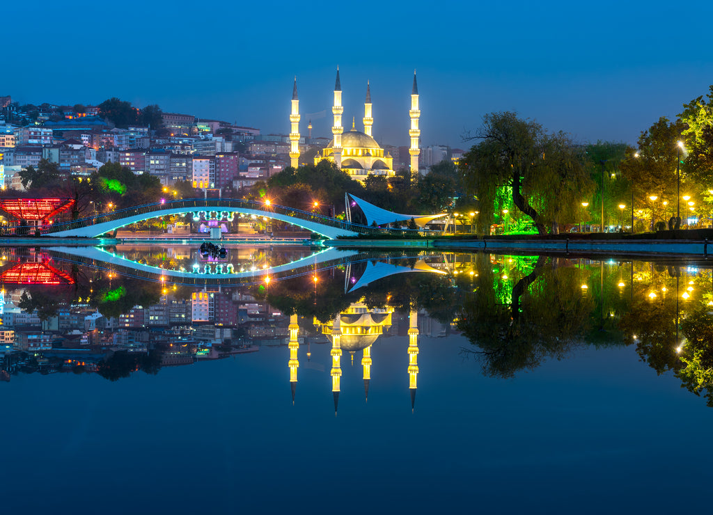 Melike Hatun Mosque view from Gençlik Park in Ankara, Turkey