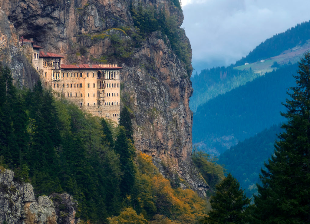 Turkey. Region Macka of Trabzon city - Altindere valley. The Sumela Monastery - 1600 year old ancient Orthodox monastery of the Panaghia located at a 1200 meters height on the steep cliff