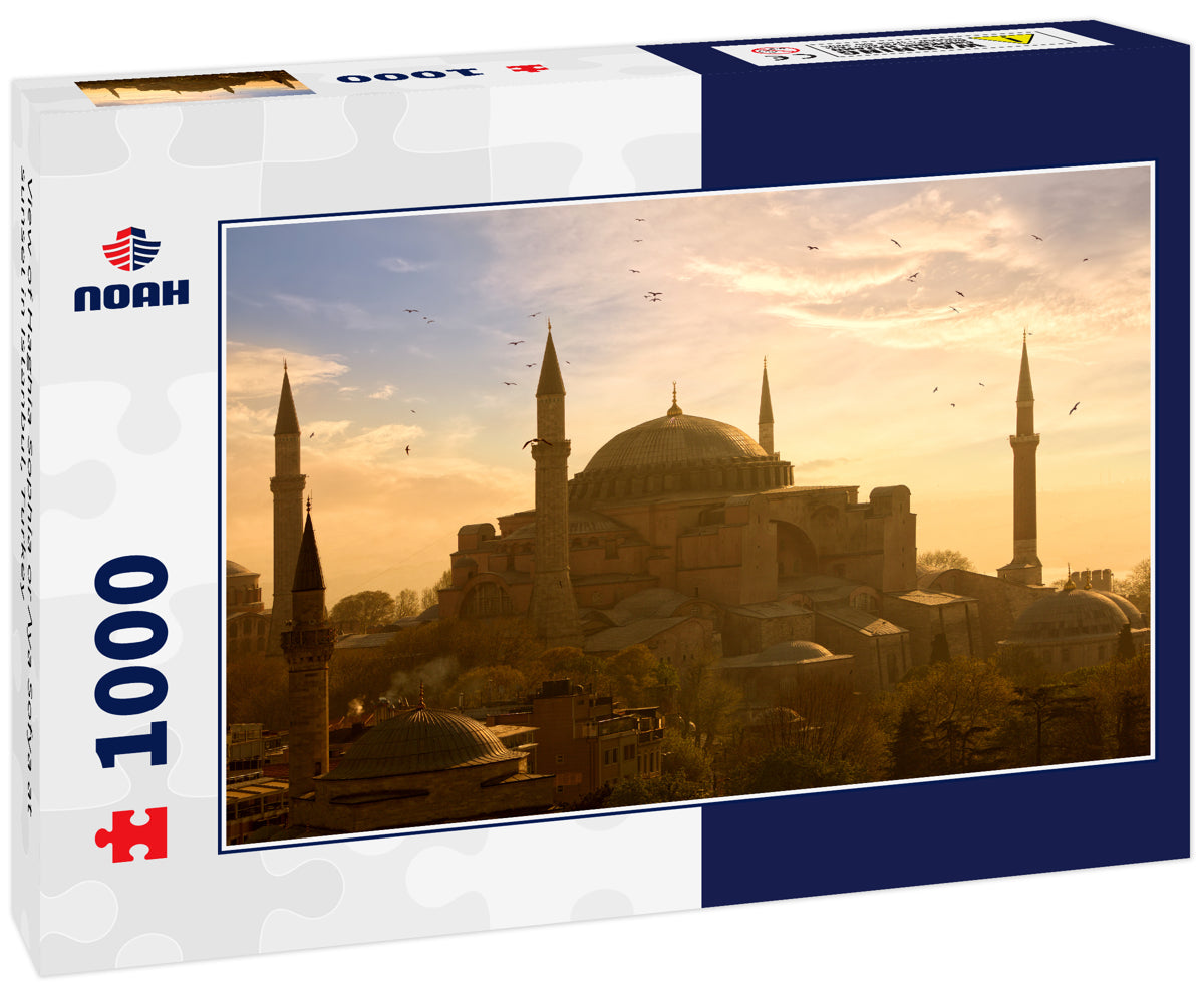 View of Haghia Sophia or Aya Sofya at sunset in Istanbul, Turkey