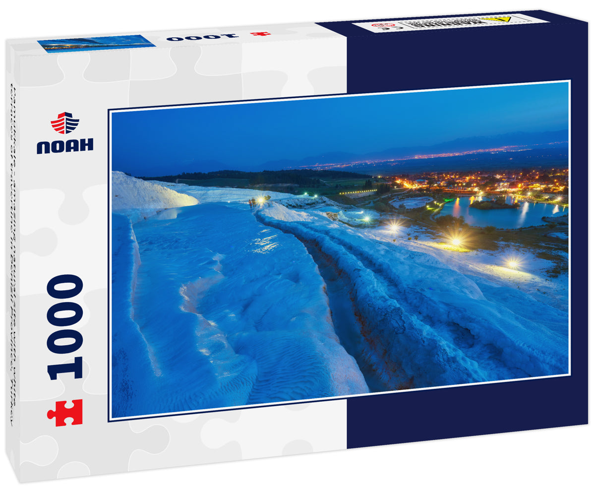 Pamukkale - amazing natural site with white terraces of travertine in Denizli Province, Turkey