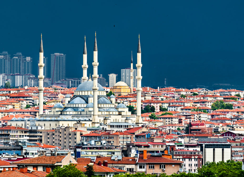 View of Kocatepe Mosque in Ankara, Turkey