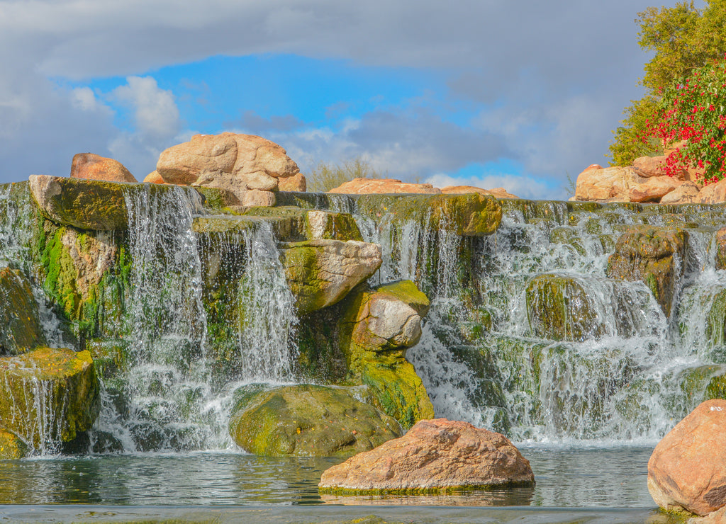Water fall at Anthem in the Sonoran Desert, Maricopa County, Arizona USA