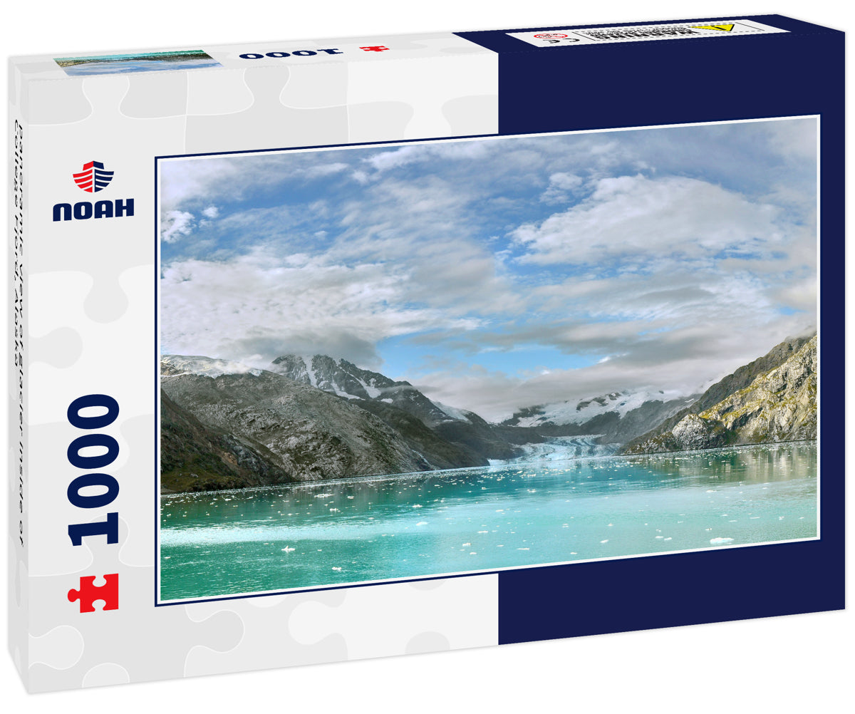 panoramic view of glacier inside of College Fjord, Alaska