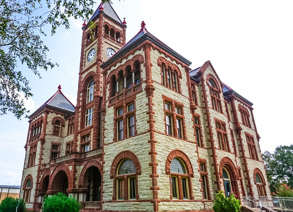 The Historical Landmark of the De Witt County Courthouse in Cuero, Texas along the Independence Trail