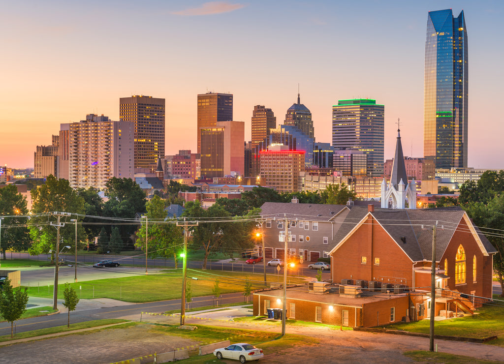 Oklahoma City, skyline at twilight