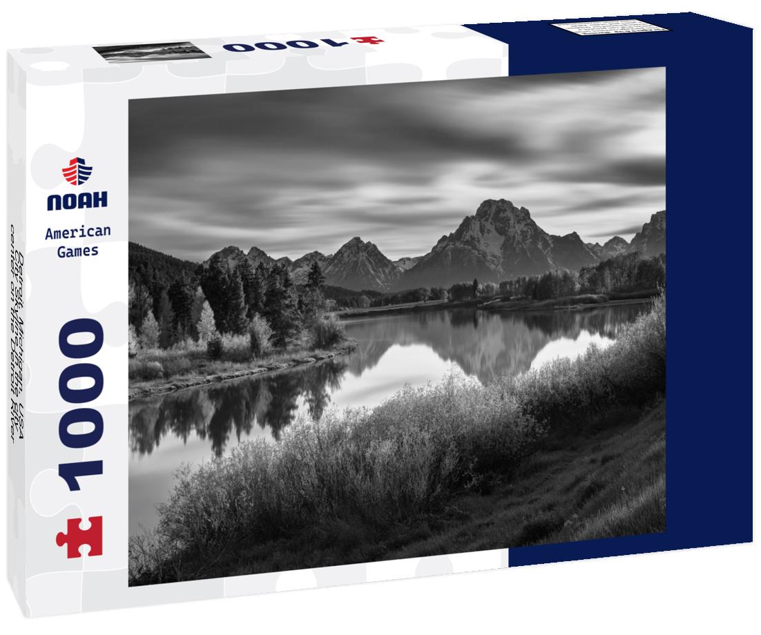 Noah Jigsaw Puzzle Detroit, Michigan, USA City Skyline in the city center on the Detroit River in black white 1000 pieces