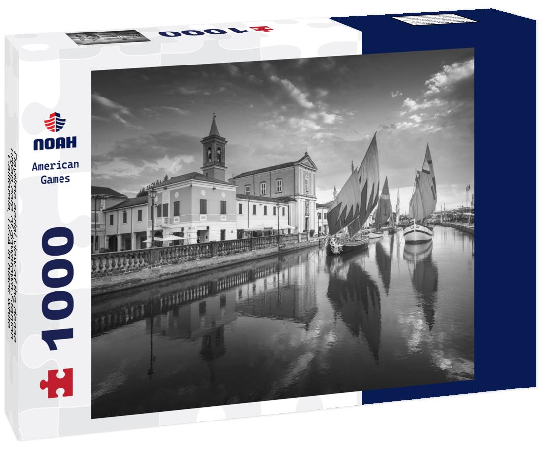 Noah Jigsaw Puzzle Daytime aerial view of the dense urban core of downtown Stanton, California, USA in black white 1000 pieces