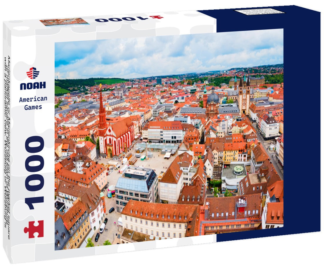 Noah Jigsaw Puzzle Marienkapelle or Marienkirche on the market square or market square in the old town of Wurzburg with a panoramic view. Wurzburg or Würzburg is a city in the region of Bavaria 1000 pieces