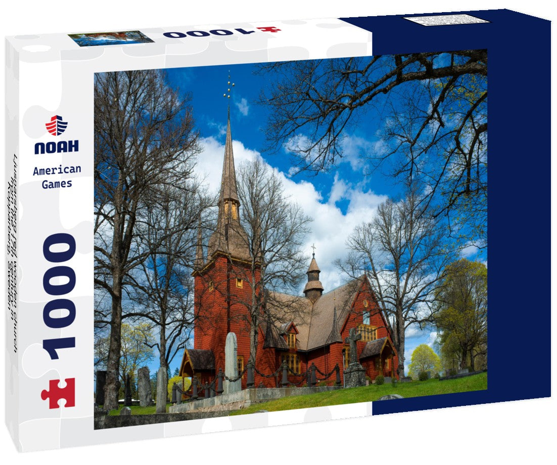 Noah Jigsaw Puzzle Ljusnarsberg red wooden church from the 17th century in Kopparberg, Sweden 1000 pieces