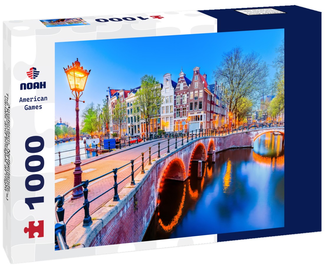 Noah Jigsaw Puzzle Amsterdam, Netherlands. The Keizersgracht (Emperor's) canals and bridges at night 1000 pieces