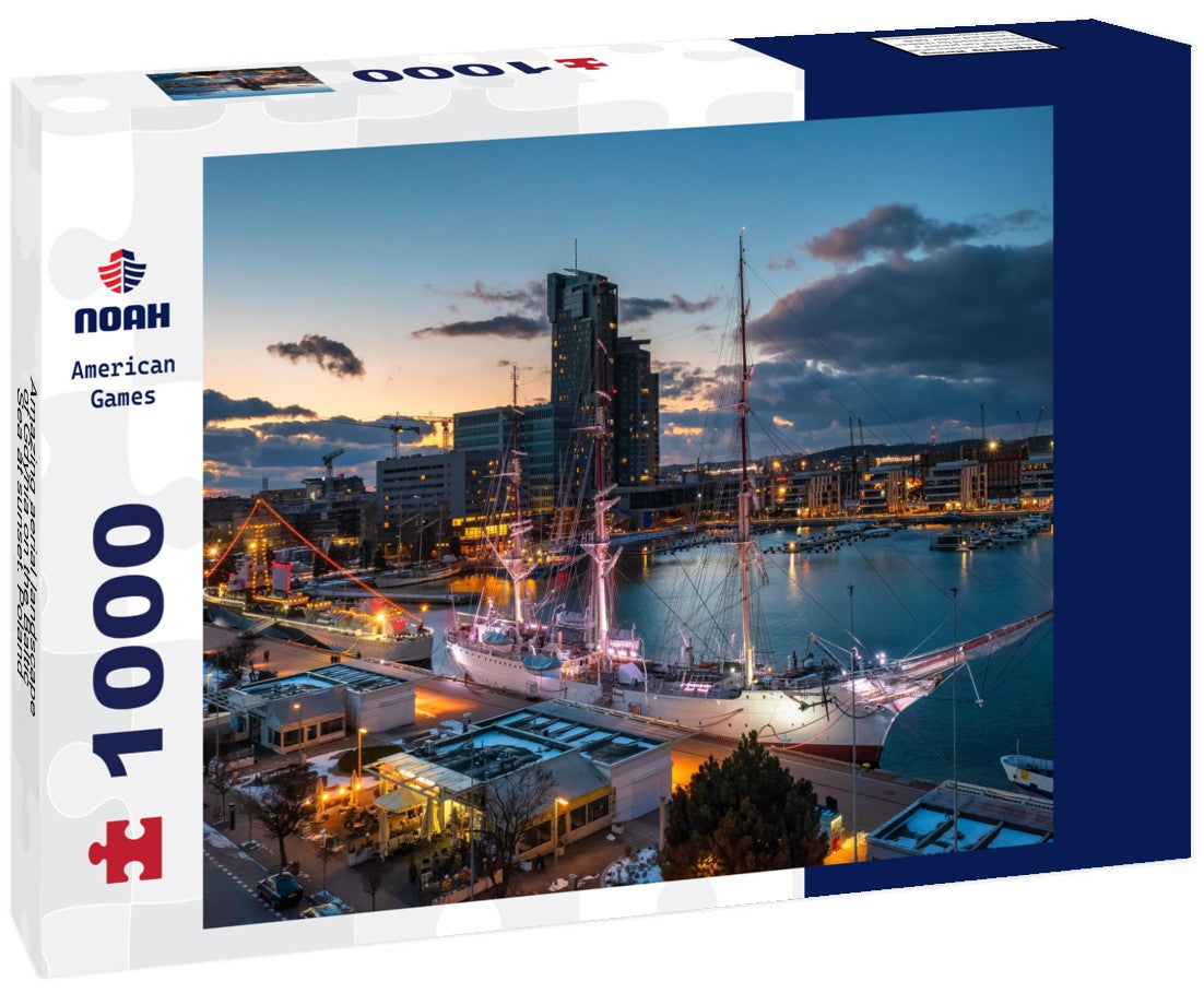 Noah Jigsaw Puzzle Amazing aerial landscape of Gdynia on the Baltic Sea at sunset. Poland 1000 pieces