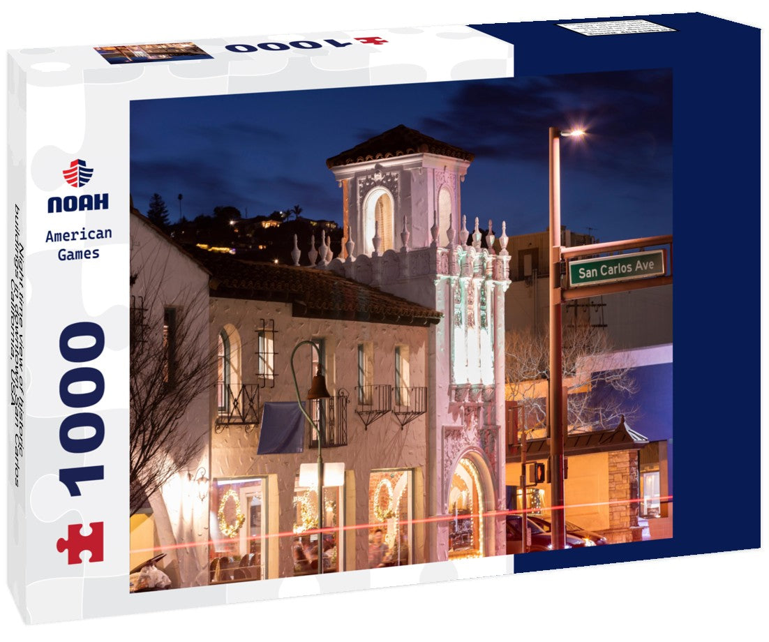 Noah Jigsaw Puzzle Night time view of historic buildings in downtown San Carlos, California, USA 1000 pieces
