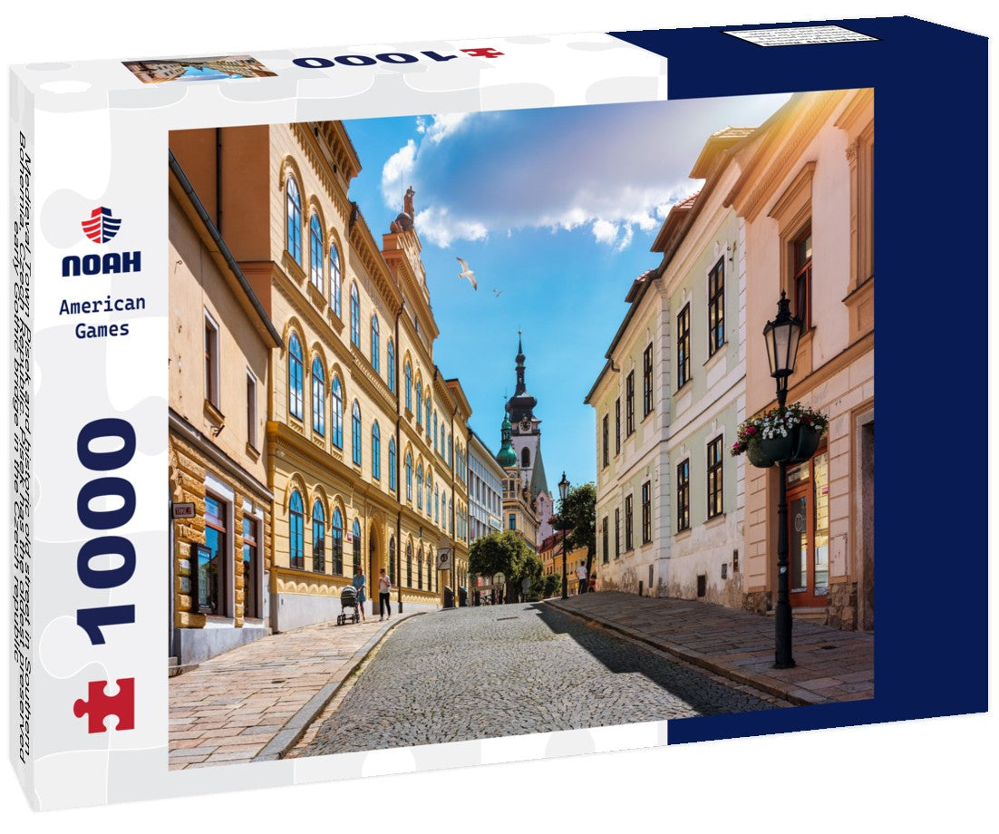Noah Jigsaw Puzzle Medieval Town Pisek and historic old street in Southern Bohemia, Czech Republic. Pisek has the oldest preserved early Gothic bridge in the Czech republic 1000 pieces