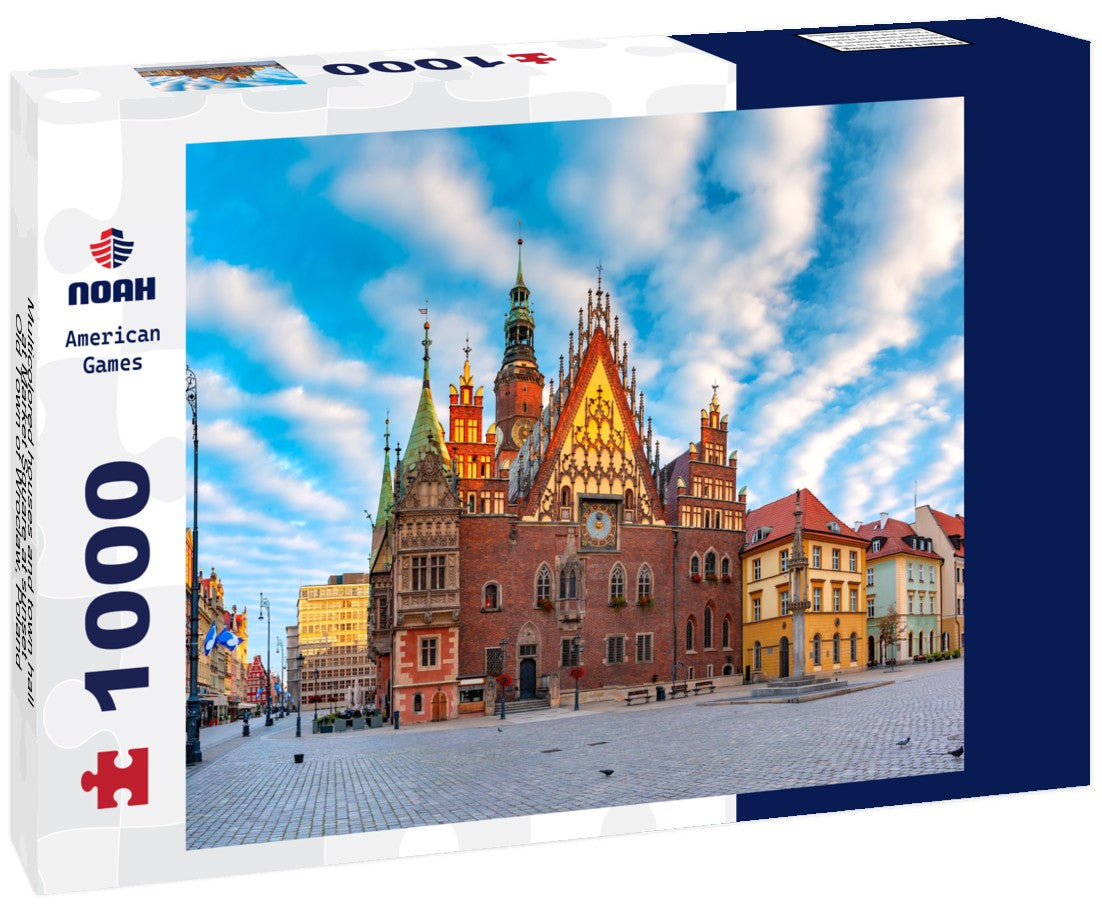 Noah Jigsaw Puzzle Multicolored houses and town hall at Market Square at sunset, Old Town of Wroclaw, Poland 1000 pieces