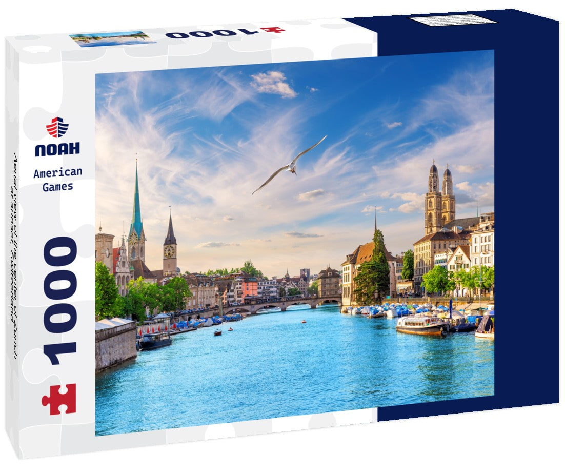 Noah Jigsaw Puzzle Aerial view of the center of Zurich at sunset, Switzerland 1000 pieces