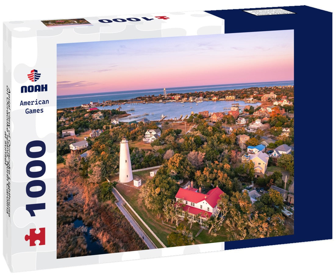 Noah Jigsaw Puzzle Aerial view of Ocracoke Lighthouse on Ocracoke Island, North Carolina at sunset 1000 pieces