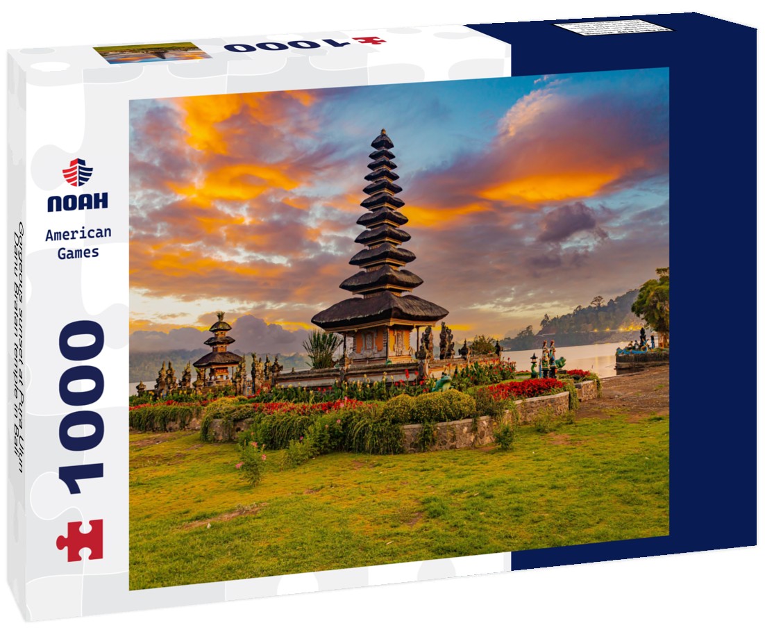 Noah Jigsaw Puzzle Gorgeous sunset at Pura Ulun Danu Bratan temple in Bali 1000 pieces