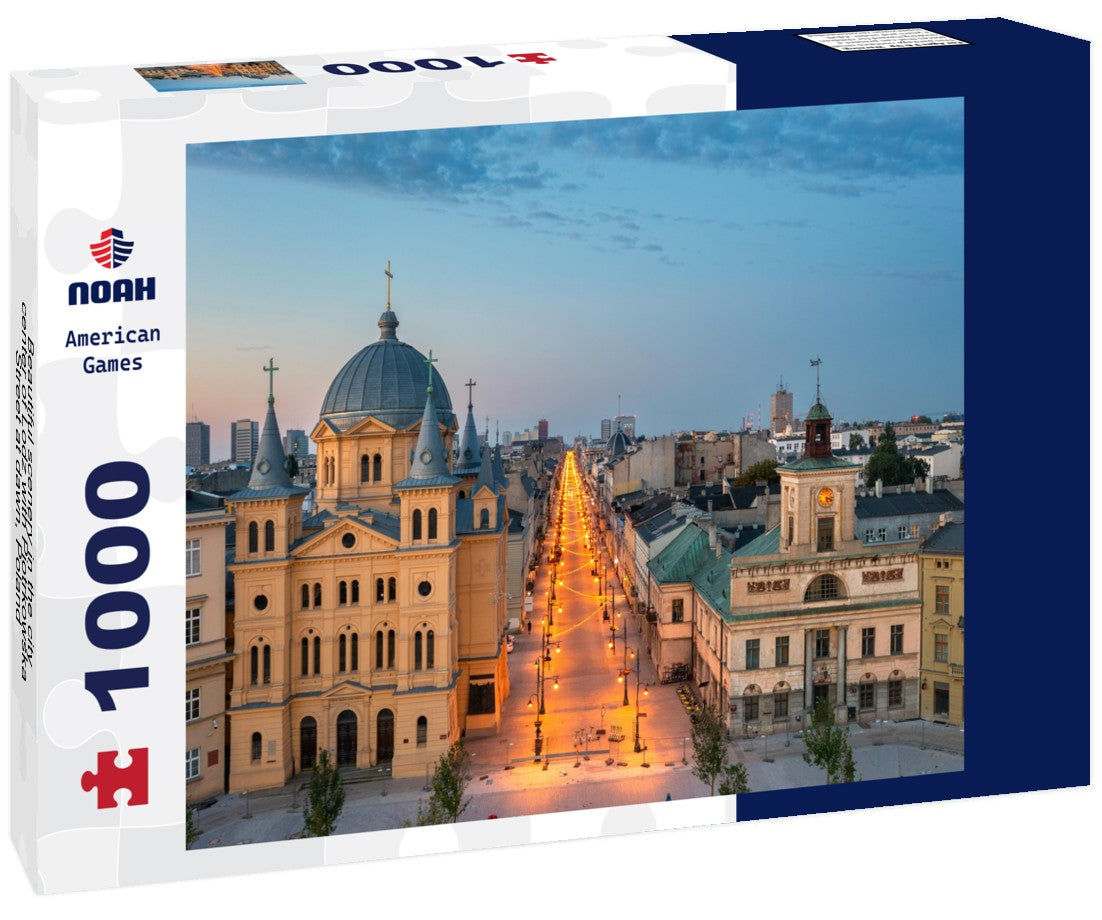 Noah Jigsaw Puzzle Beautiful scenery in the city center of Lodz with Piotrkowska Street at dawn, Poland 1000 pieces