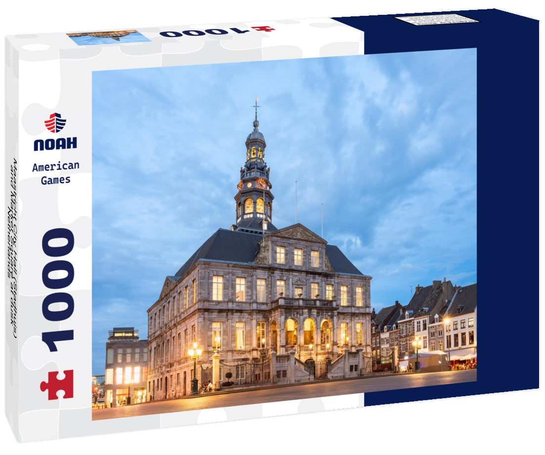 Noah Jigsaw Puzzle Maastricht City Hall (Stadhuis) and Market Square at dusk, Netherlands 1000 pieces