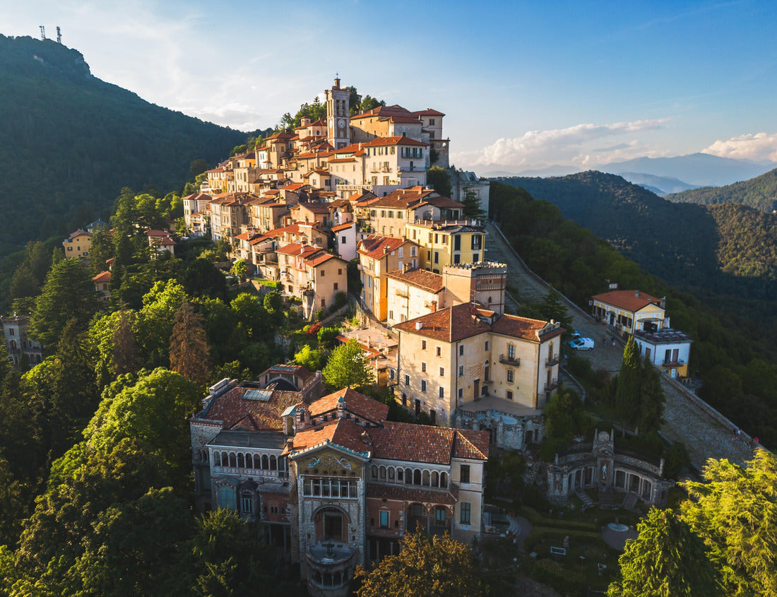 Noah Jigsaw Puzzle Aerial view of Sacro Monte di Varese during golden hour, Santa Maria del Monte, Varese, Italy 1000 pieces