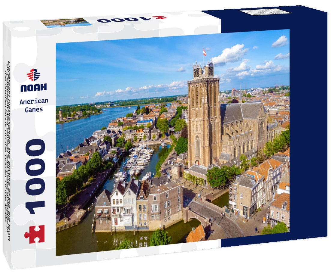Noah Jigsaw Puzzle Dordrecht Netherlands, the skyline of the old town of Dordrecht with church and canal buildings in the Netherlands on the border of the Maas 1000 pieces