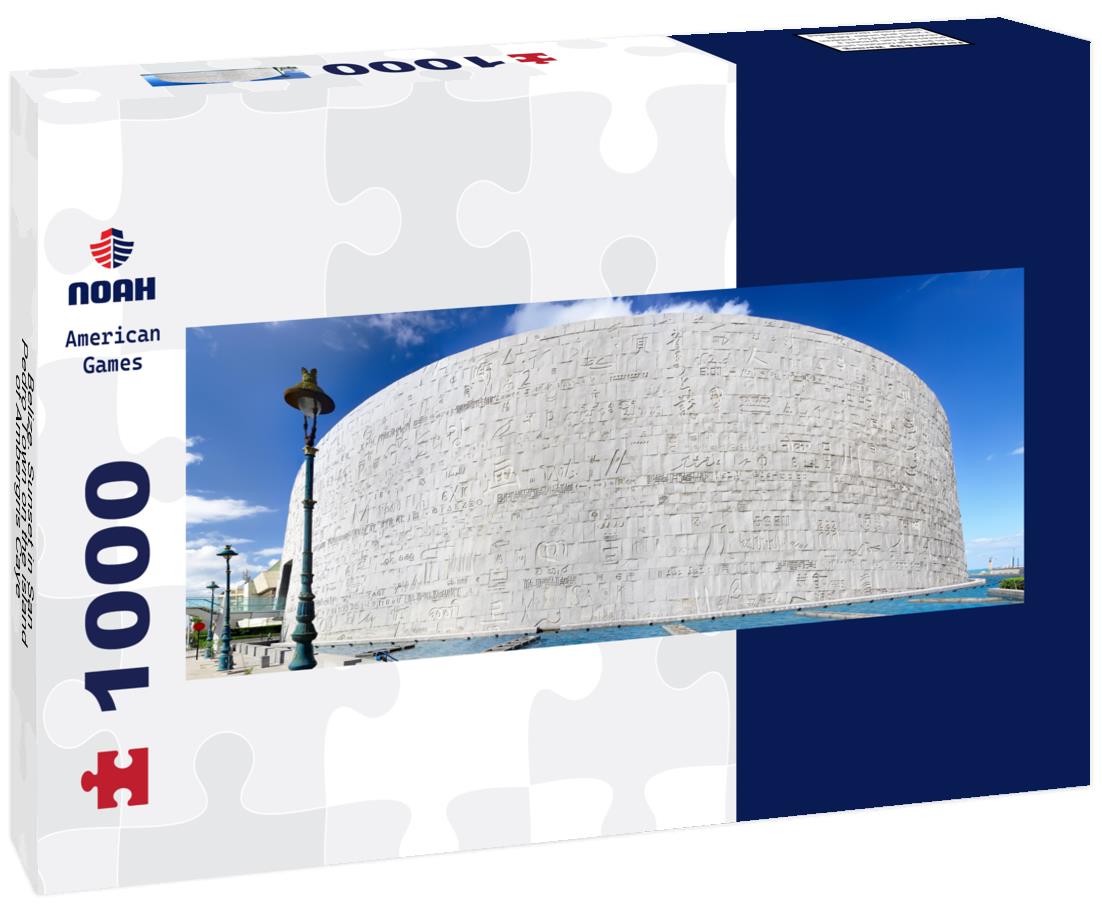 Noah Jigsaw Puzzle Belize. Sunset in San Pedro Town on the island of Ambergris Caye Panorama 1000 Pieces