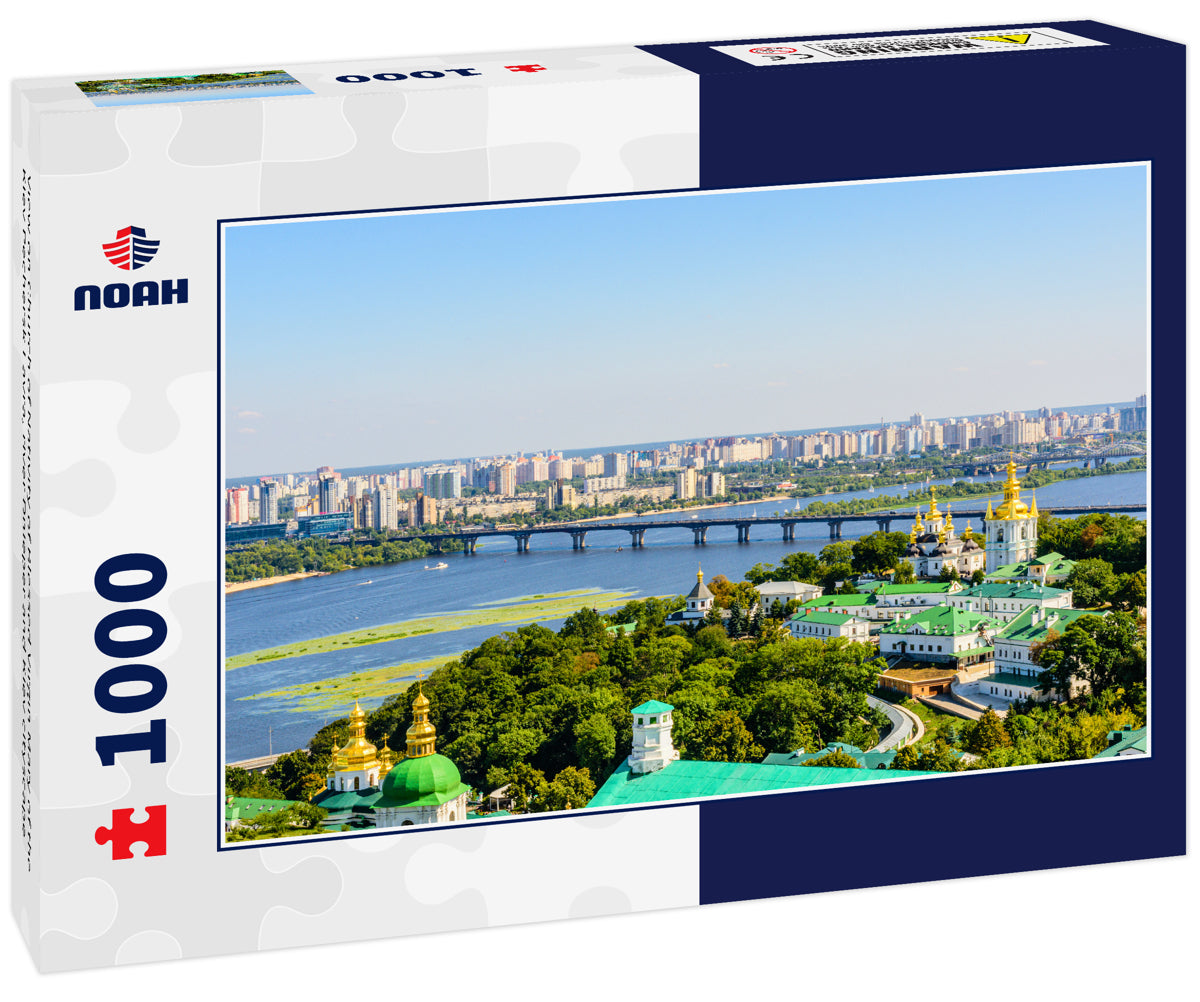 View on Church of Nativity of Blessed Virgin Mary of the Kiev Pechersk Lavra, river Dnieper and Kiev cityscape