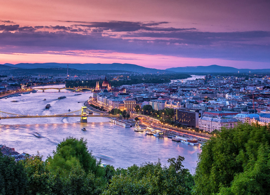 Sunset over Budapest in summer