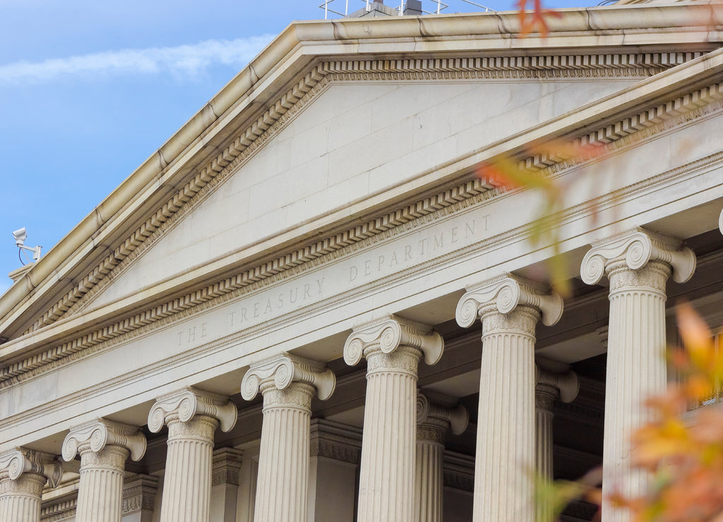 Southern Pediment & Portico of the Treasury Building, Washington DC