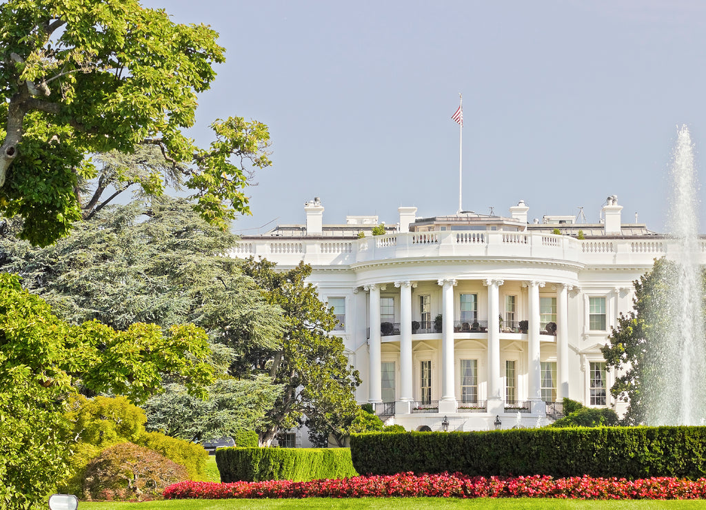 View of the White House & it's South Fountain home to the U.S President, Washington DC