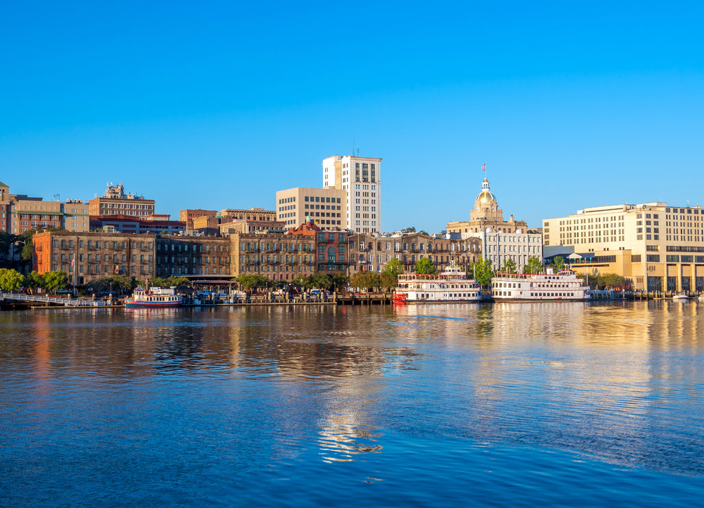 Riverfront of downtown Savannah in Georgia