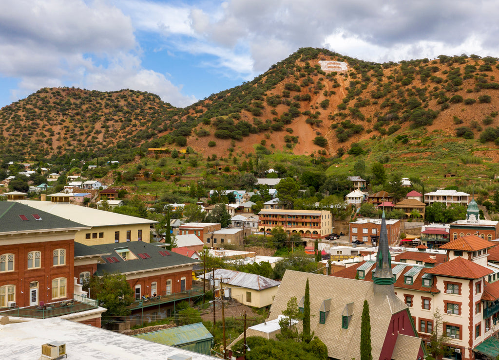 Over The Downtown City Center area of Bisbee Arizona USA