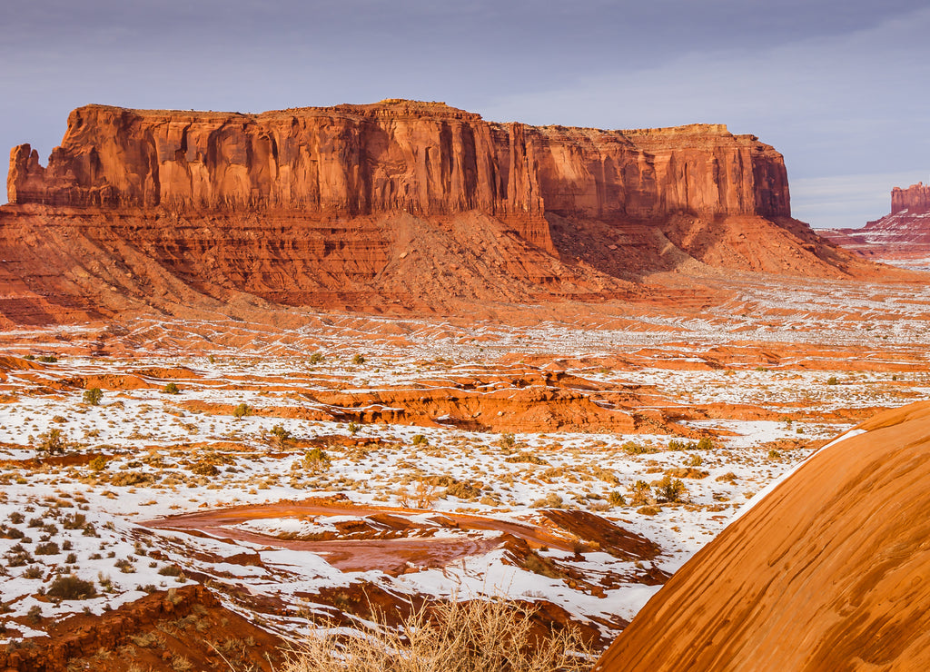 Mountains surrounding Monument Valley in winter