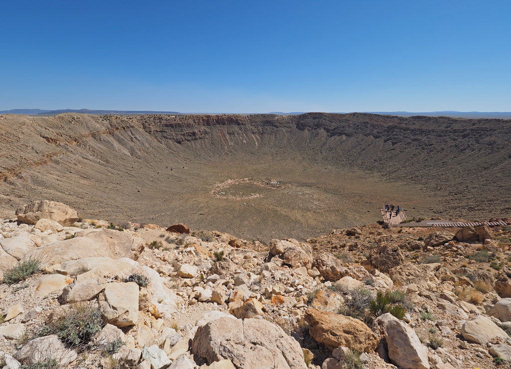 Meteor Crater near Winslow, Arizona on clear cloudless summer afternoon