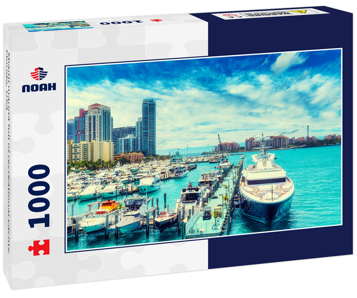 Miami marina full of recreational yachts, Florida, USA