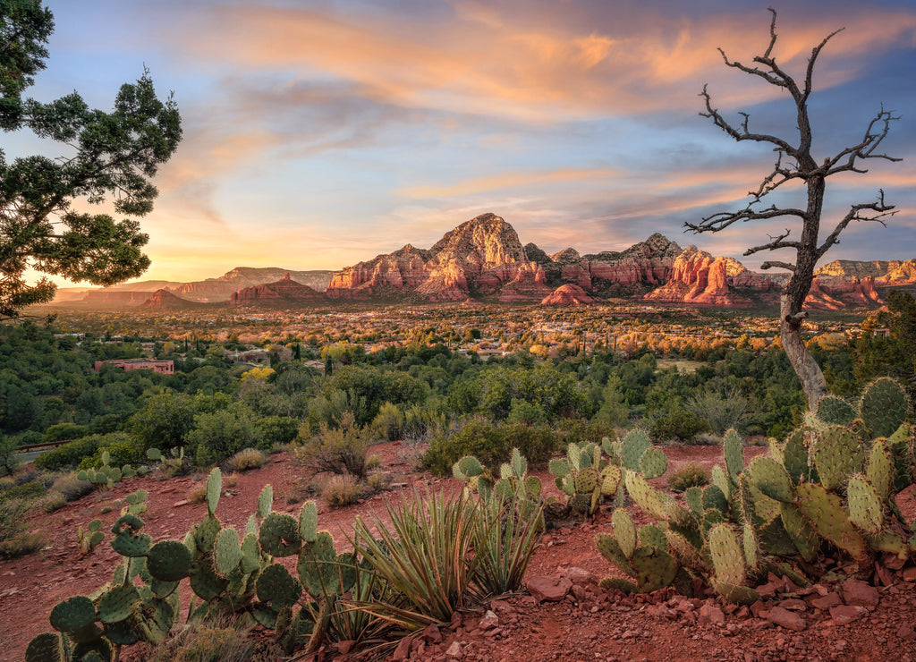 Sedona Arizona with red and orange sunset