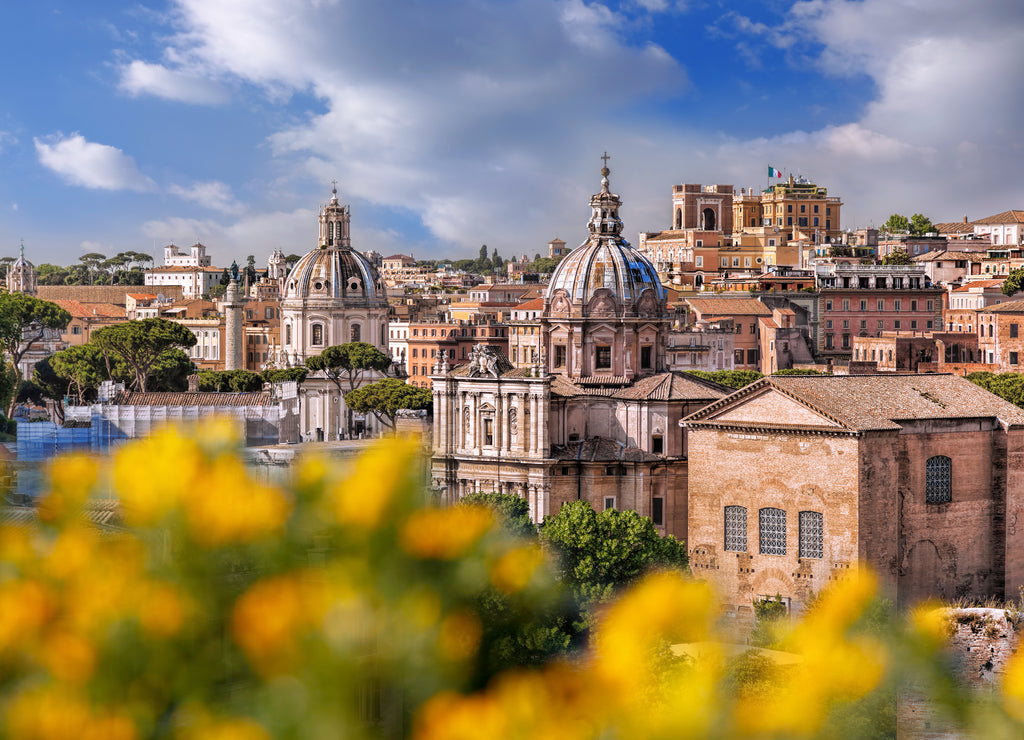 View of Rome from Roman Forum in Italy