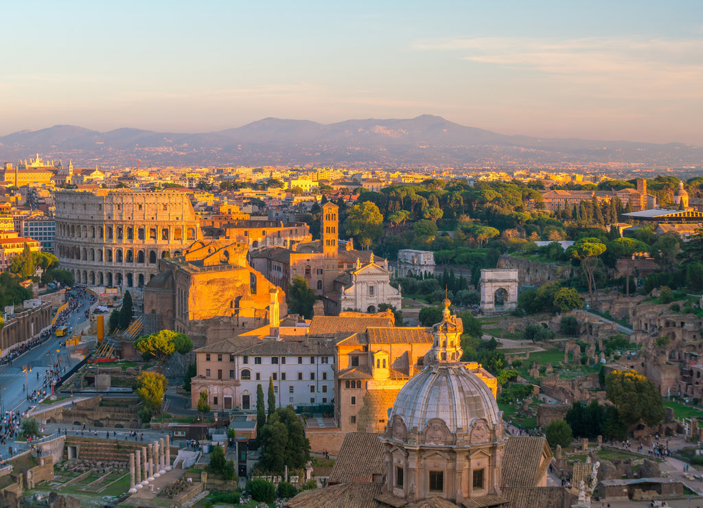 Top view of Rome city skyline in Italy