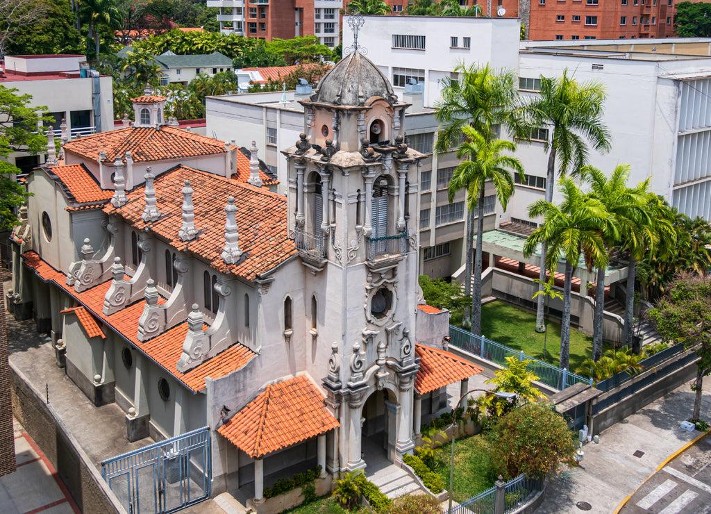 Top view of "our Lady of Carmen" church ("Nuestra Señora del Carmen") in Caracas (Miranda, Venezuela)