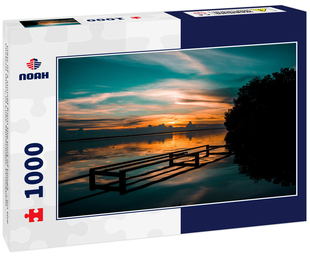 View of a sunset from the port of Ologa´, on the eastern shore of Lake Maracaibo, Venezuela