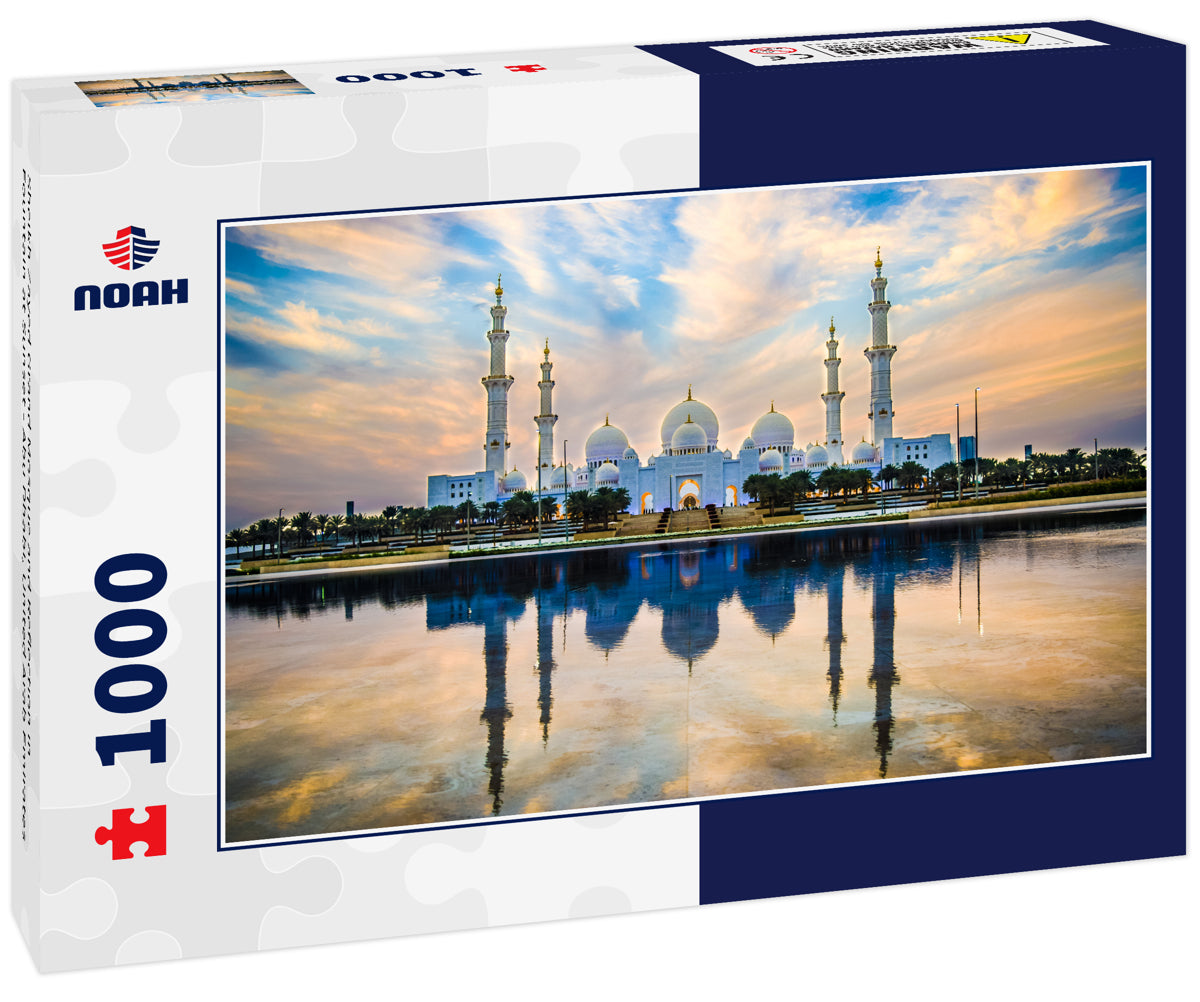 Sheikh Zayed Grand Mosque and Reflection in Fountain at Sunset - Abu Dhabi, United Arab Emirates