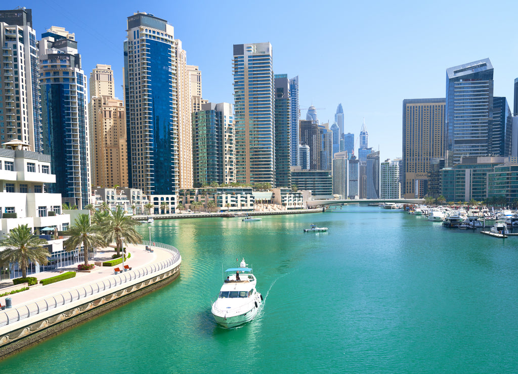 architecture of the big city of Dubai in the United Arab Emirates