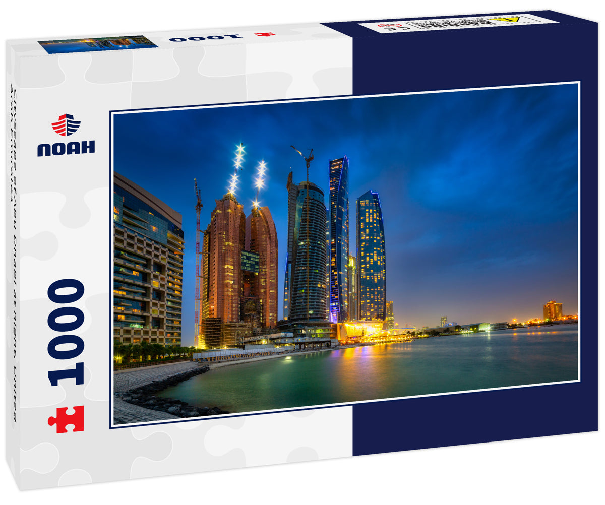Cityscape of Abu Dhabi at night, United Arab Emirates