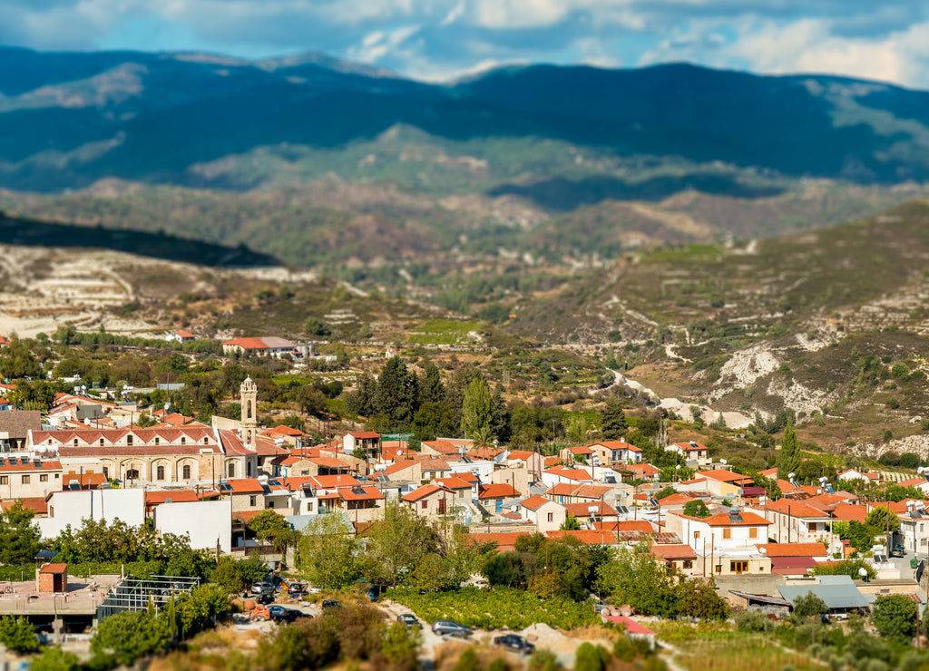 Omodos, traditional village in the Troodos Mountains. Limassol District, Cyprus
