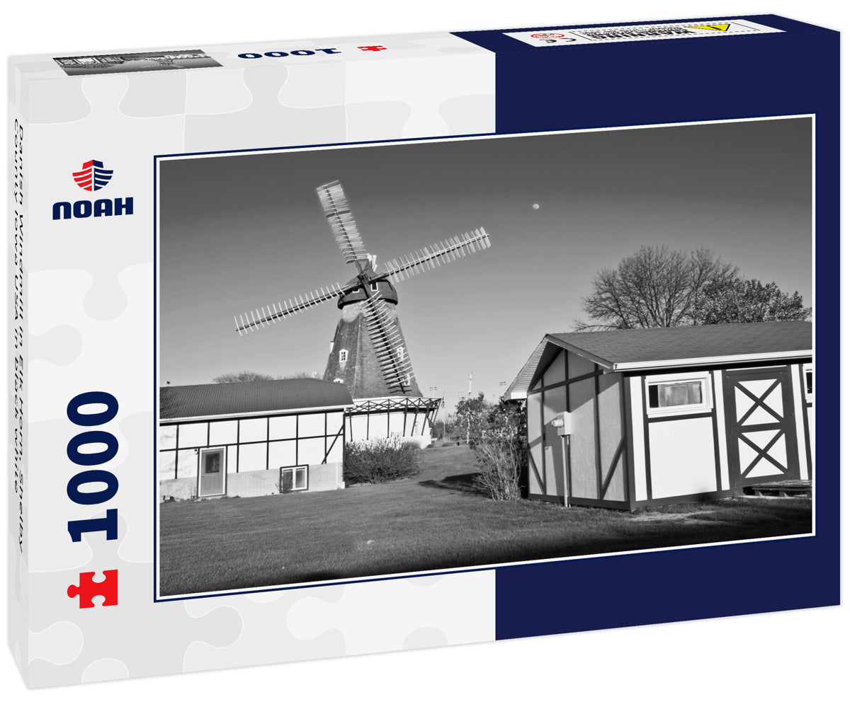 Danish Windmill in Elk Horn, Shelby County Iowa USA in black white