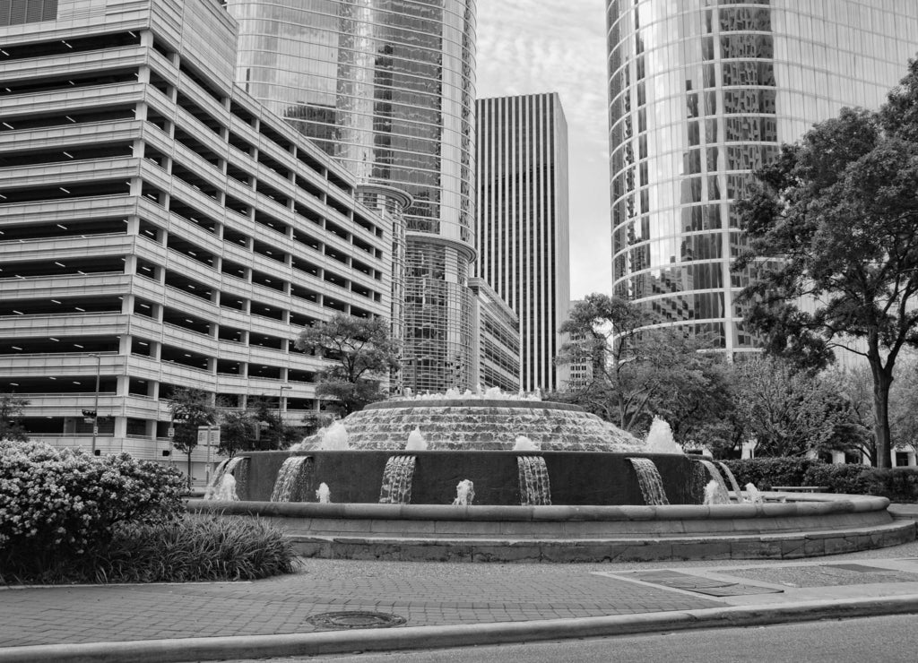 Downtown Houston, Texas in black white