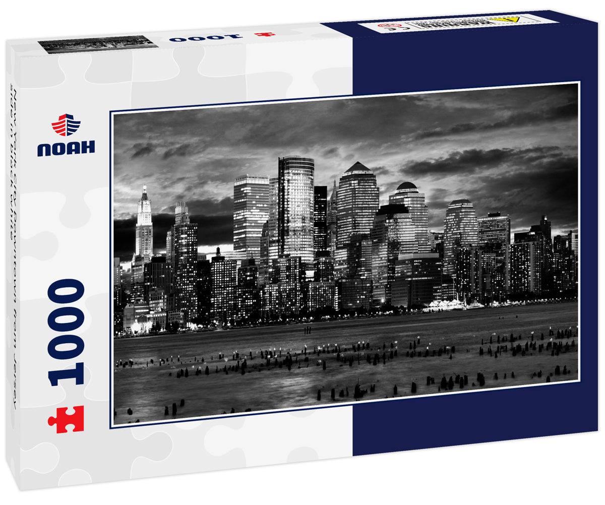 New York City Downtown from Jersey side in black white